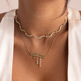 Pavé Name Plate Drop Necklace