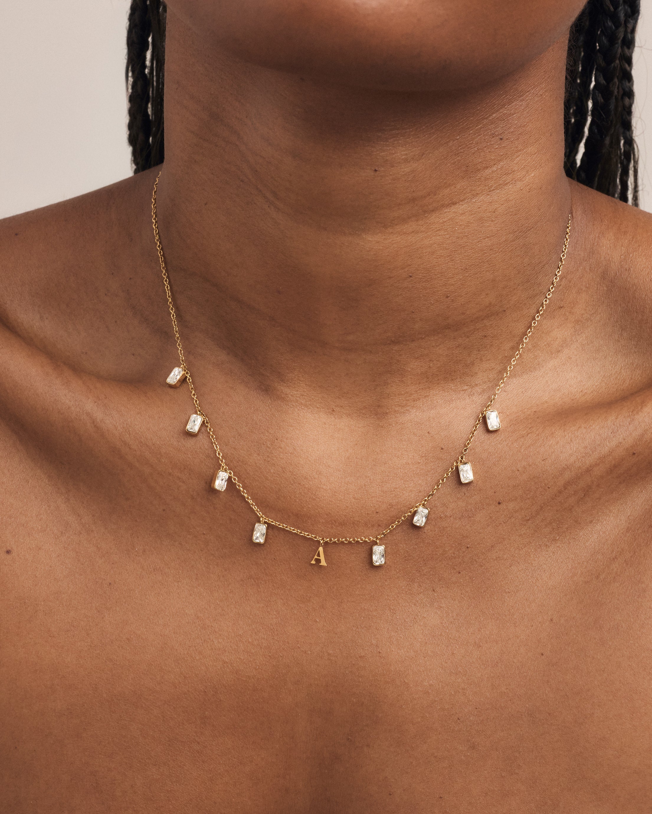 Initial Drop Necklace (Emerald Cut)