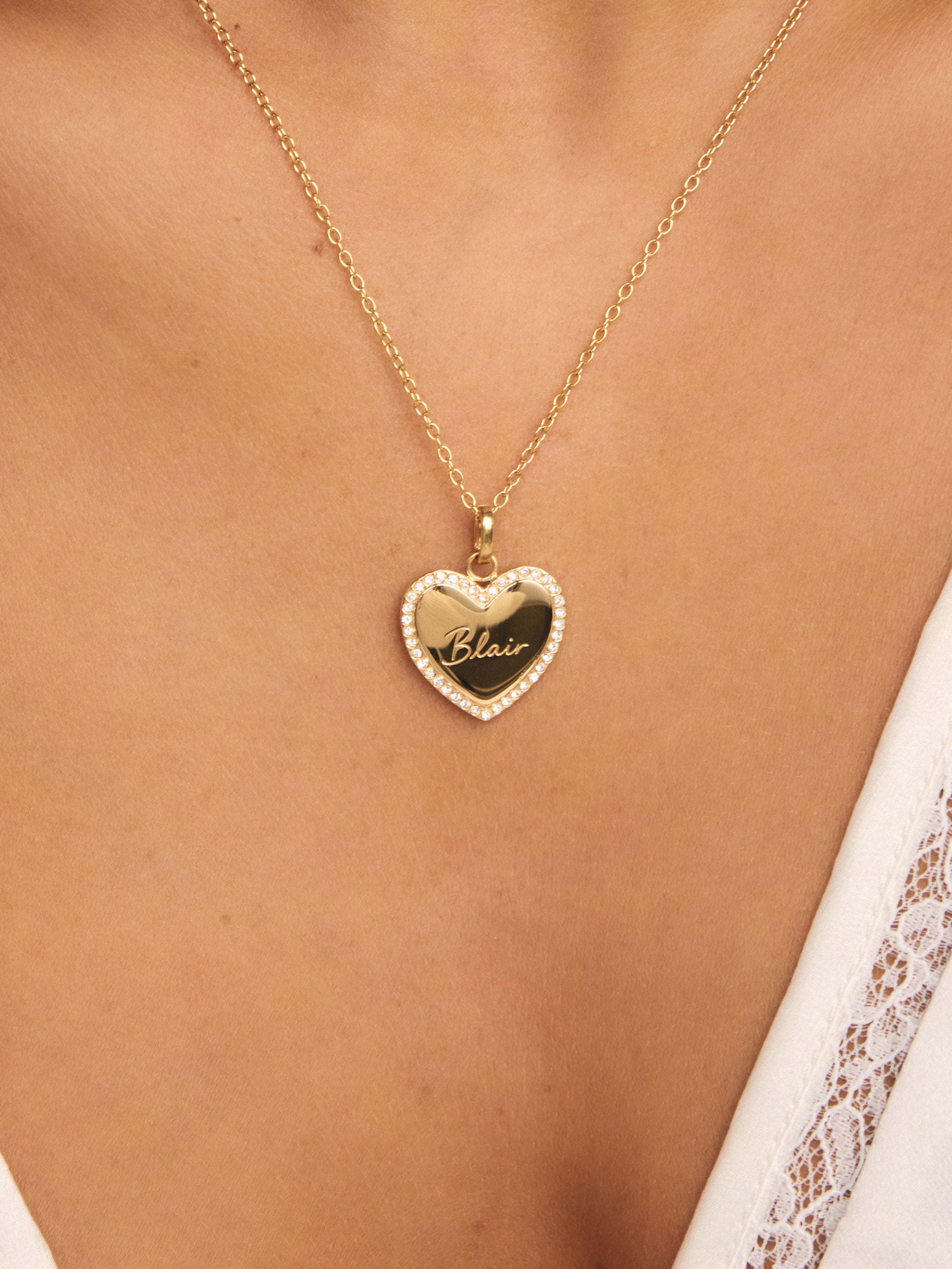 Pavé Heart Handwriting Necklace