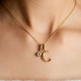 Birthstone Initial Necklace