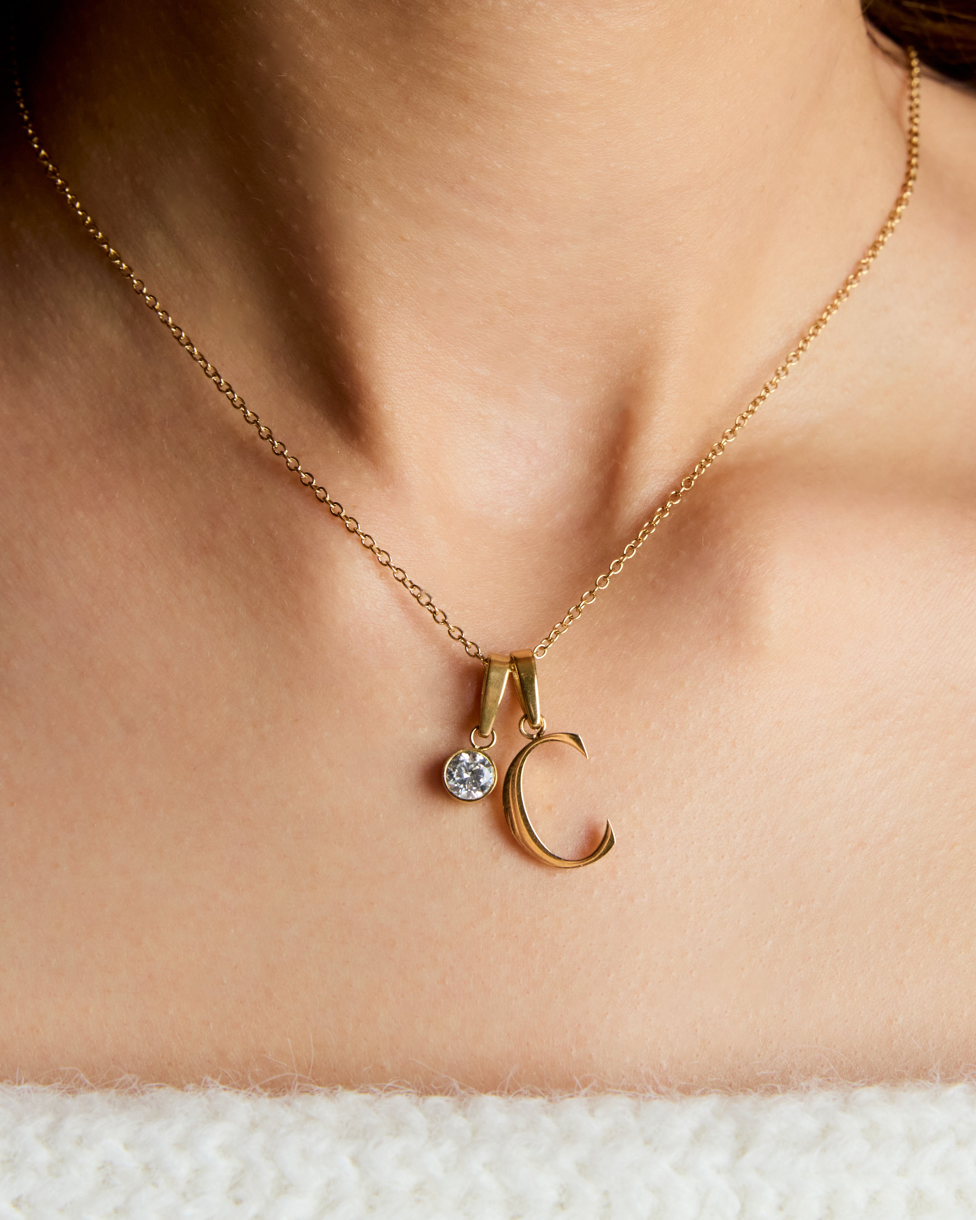 Birthstone Initial Necklace