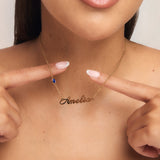 Birthstone Signature Name Necklace