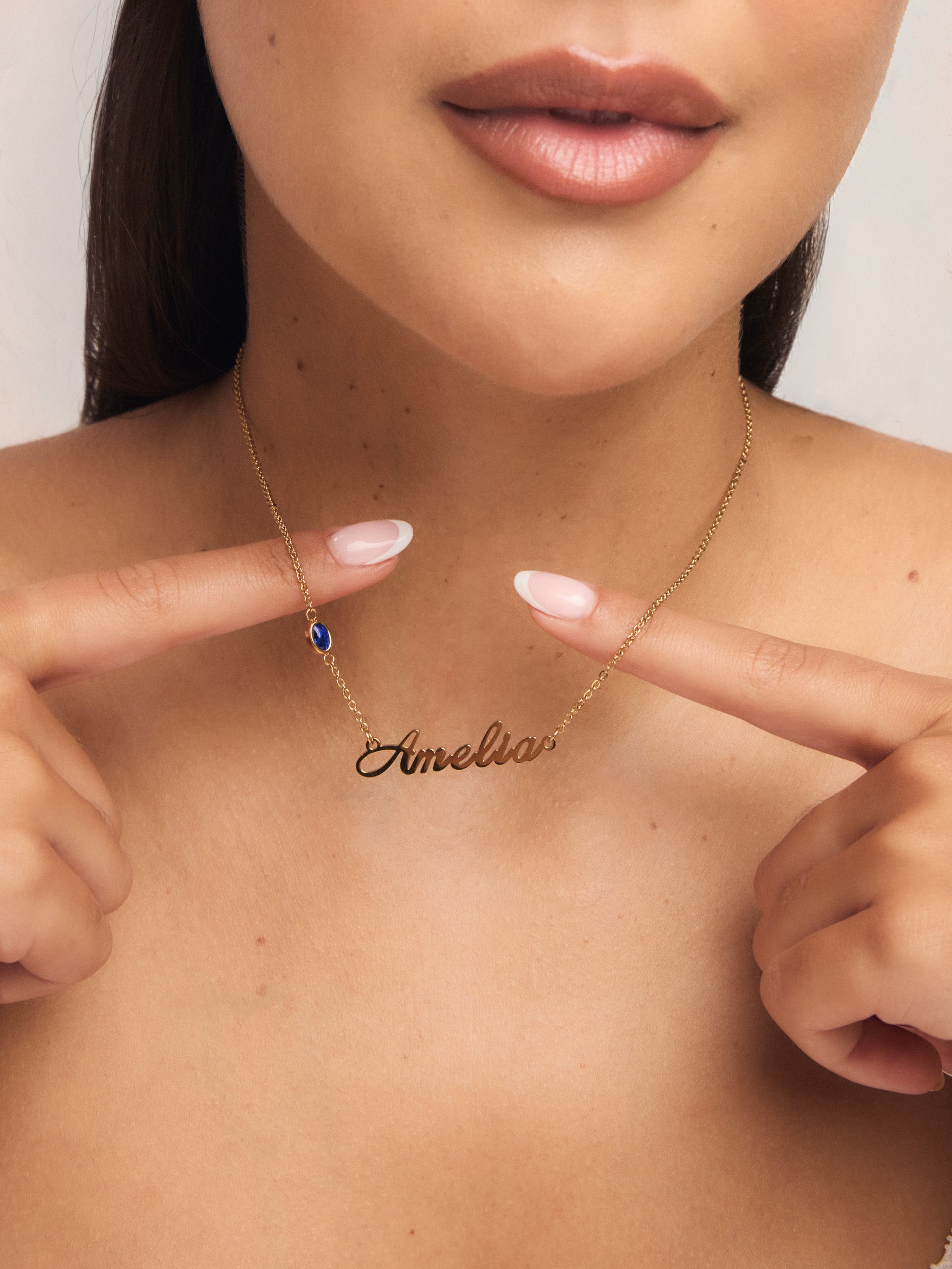 Birthstone Signature Name Necklace