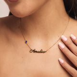 Birthstone Signature Name Necklace