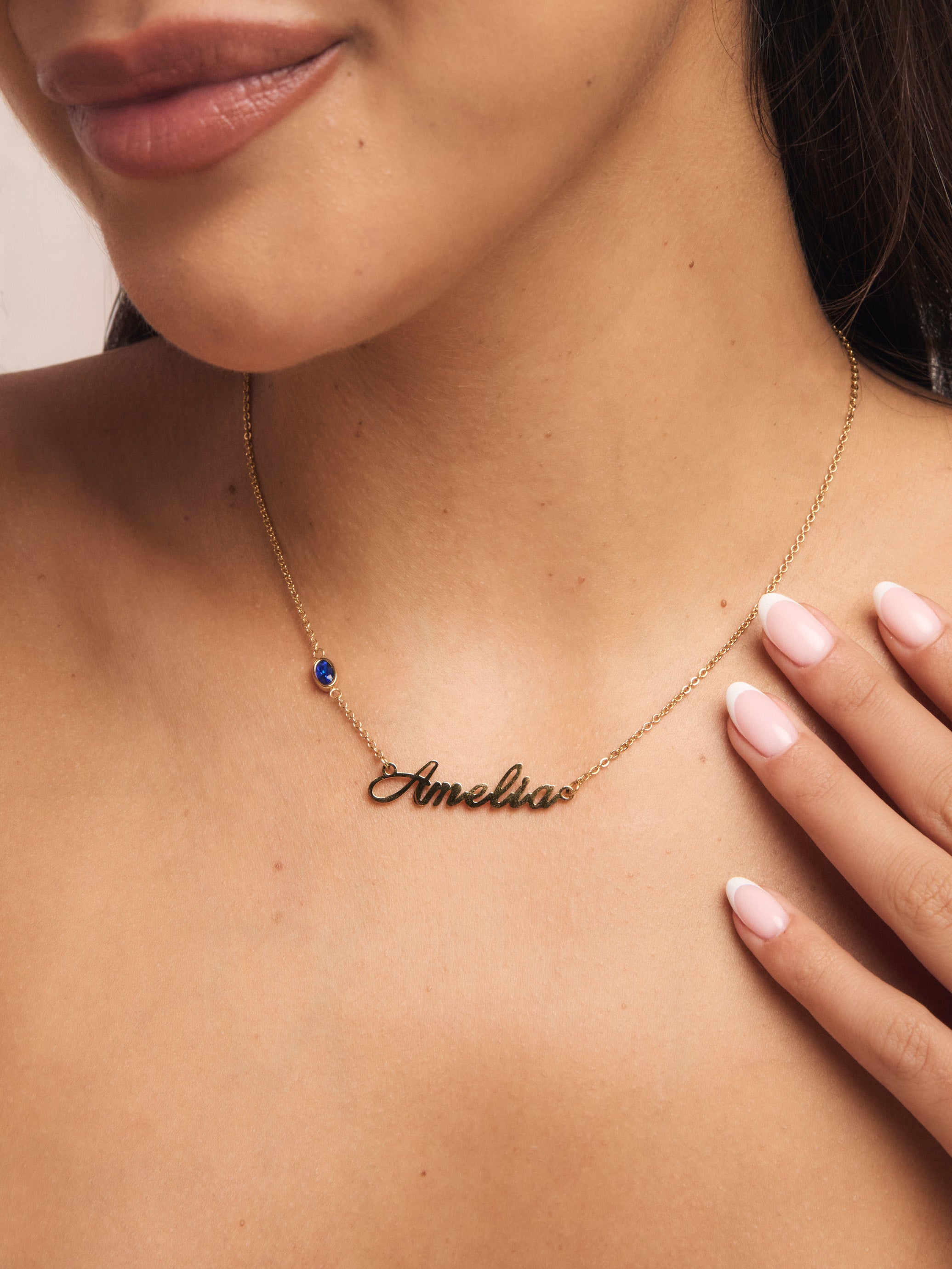Birthstone Signature Name Necklace