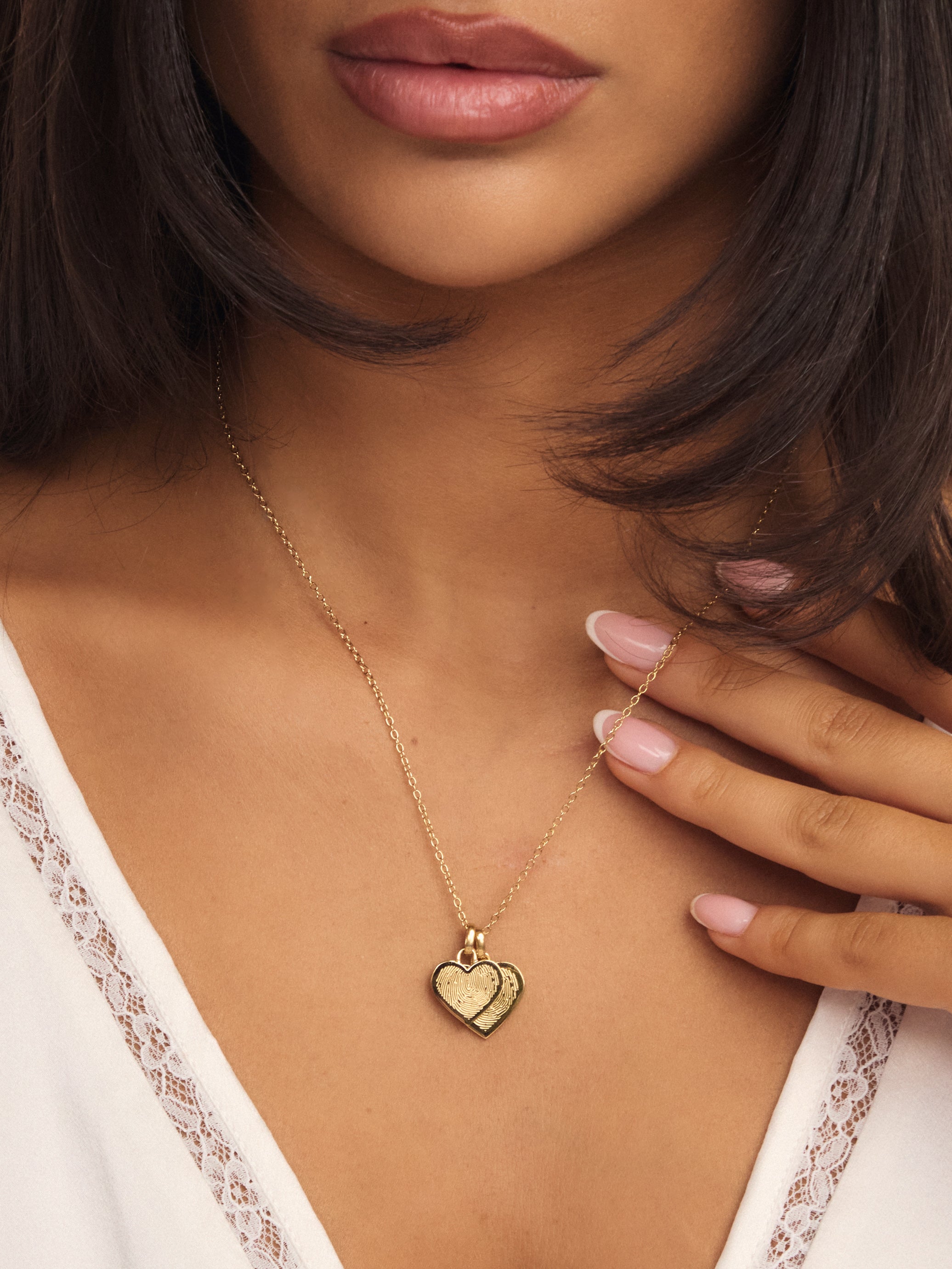 Twin Hearts Fingerprint Necklace