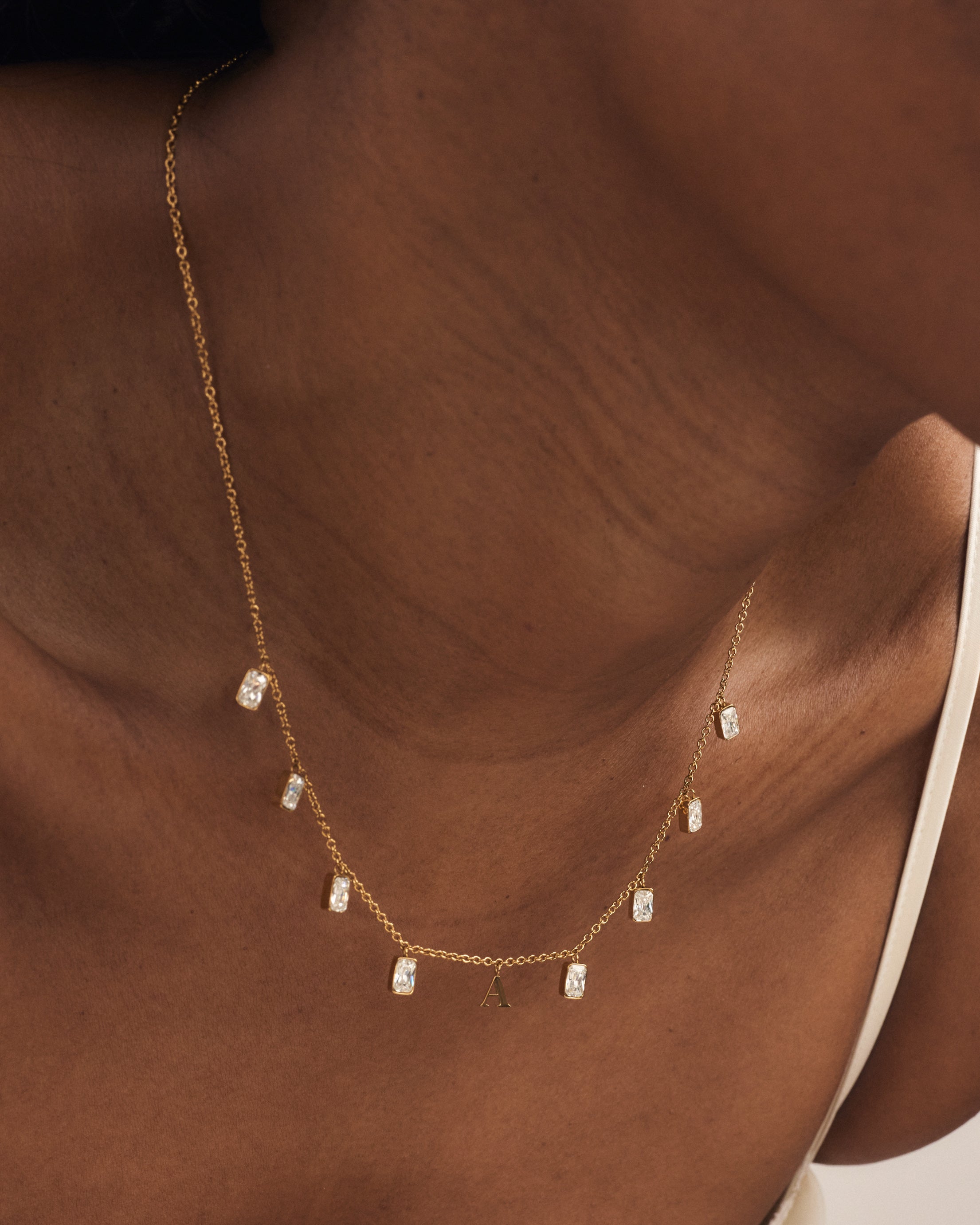 Initial Drop Necklace (Emerald Cut)