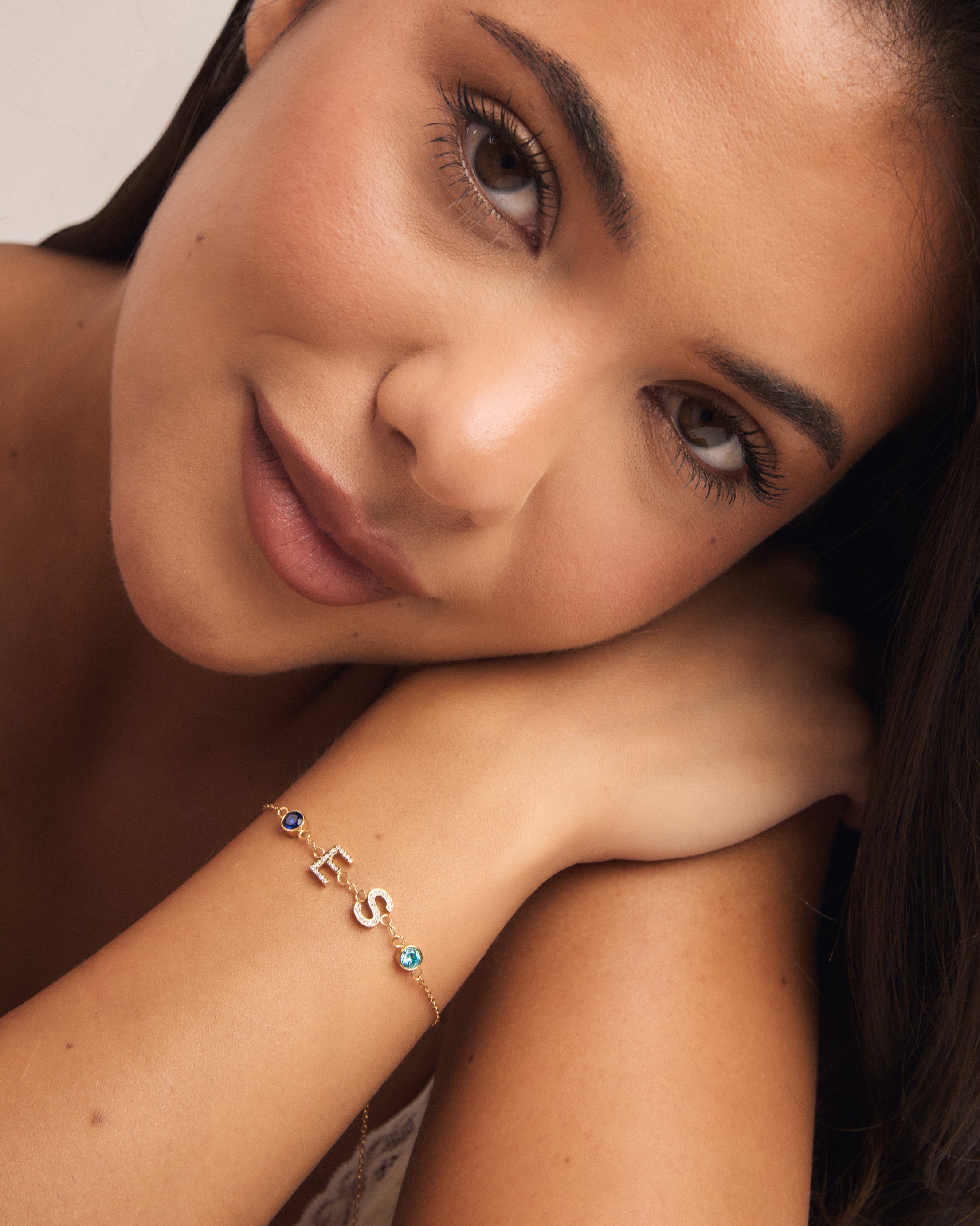 Amalia Birthstone Initial Bracelet