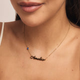 Birthstone Signature Name Necklace