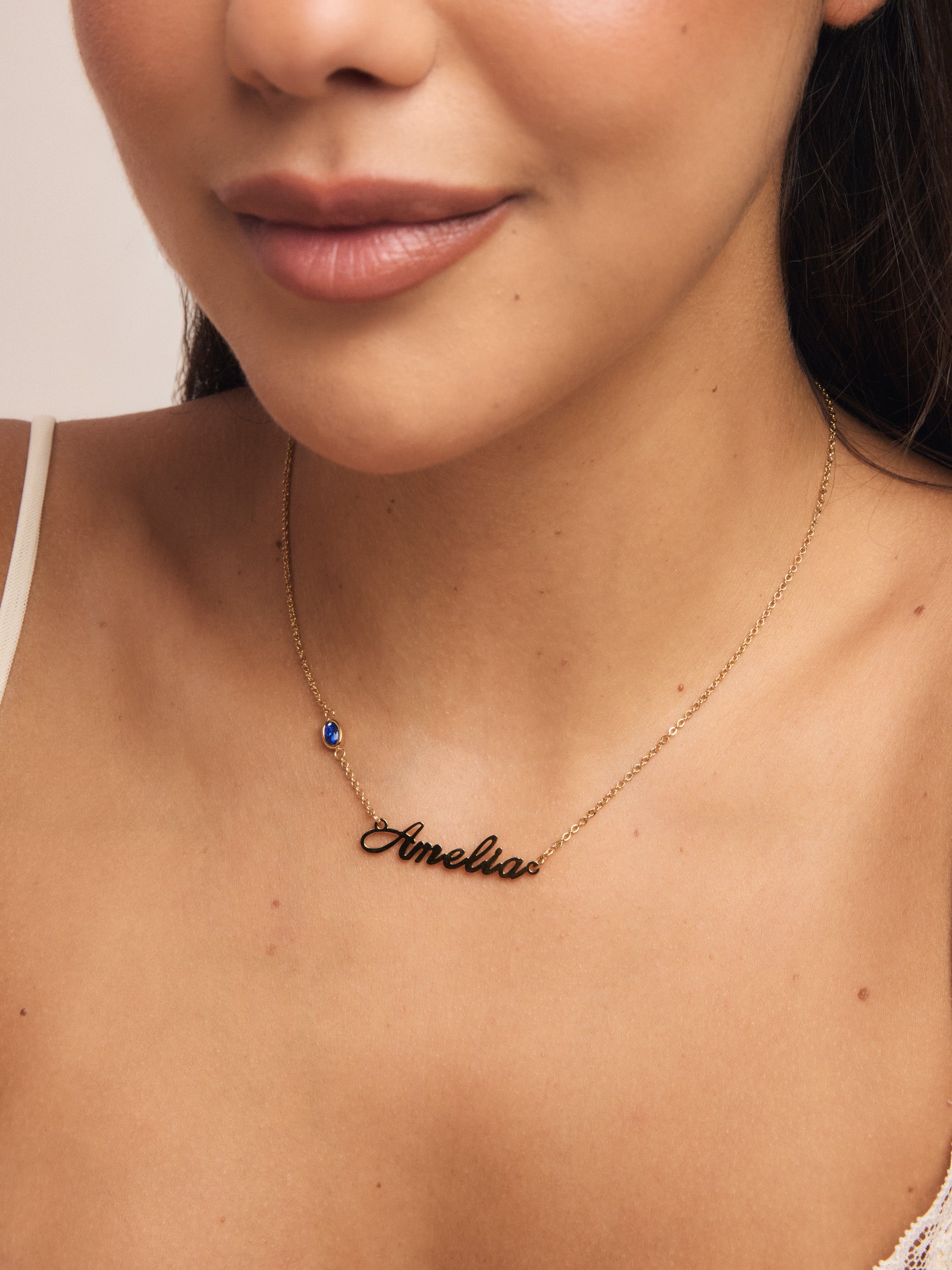 Birthstone Signature Name Necklace