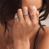 Twin Hearts Birthstone Ring