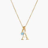 Birthstone Initial Necklace