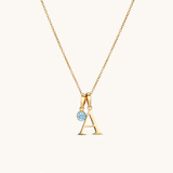 Birthstone Initial Necklace
