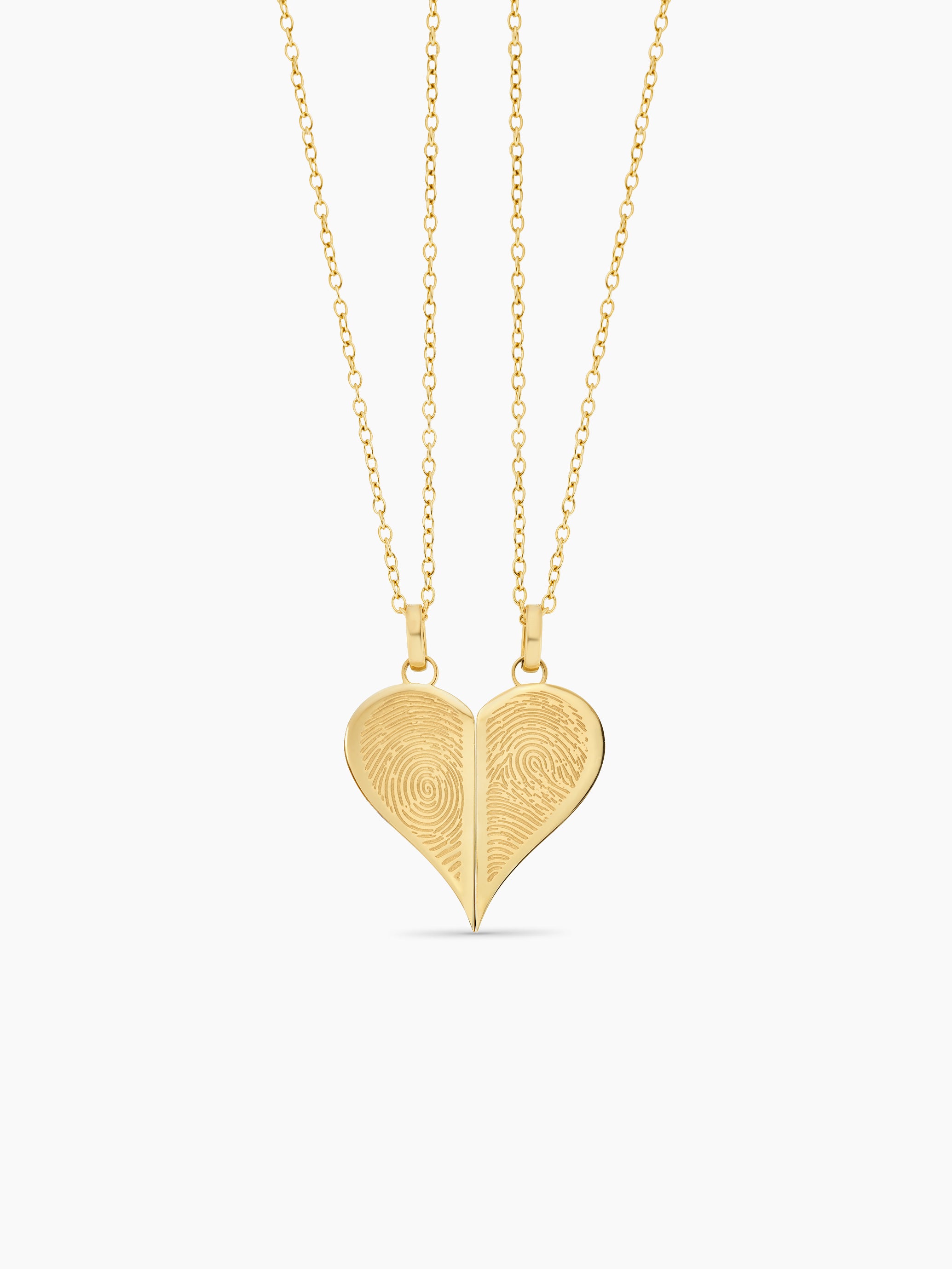 Fingerprint Split Heart Necklaces