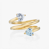 Twin Hearts Birthstone Ring