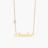 Birthstone Signature Name Necklace