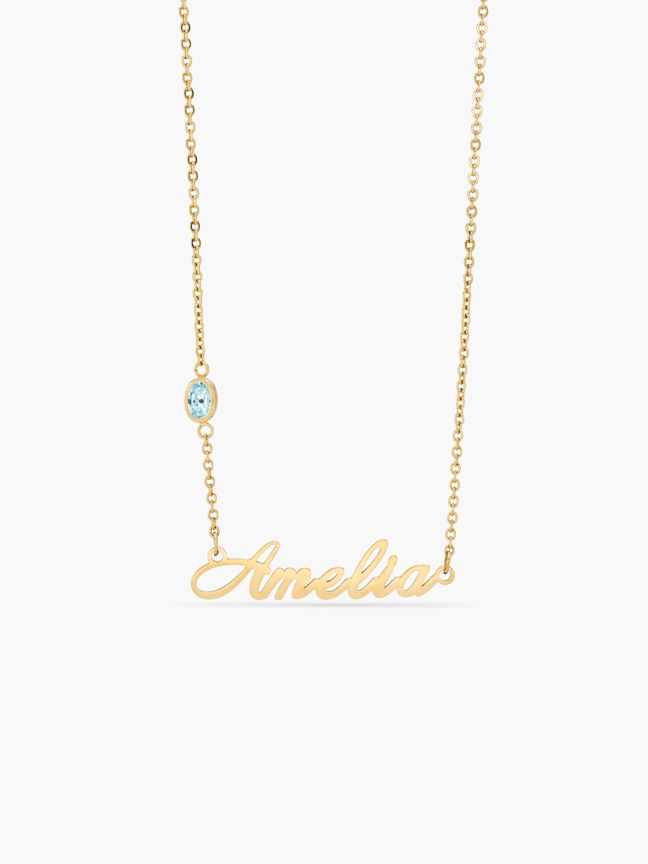 Birthstone Signature Name Necklace