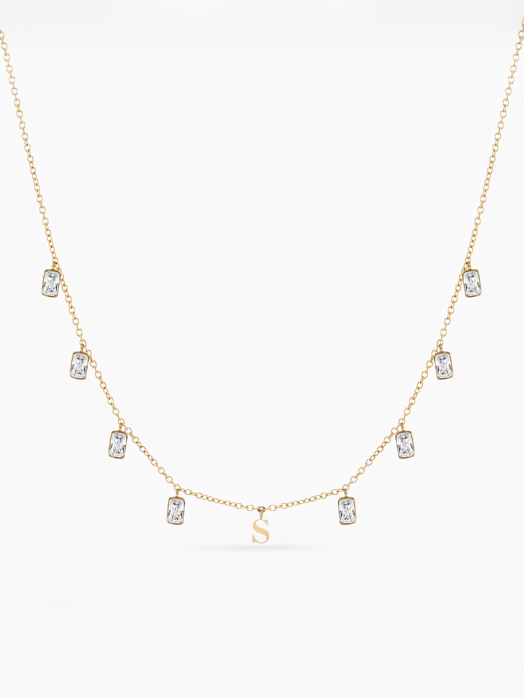 Initial Drop Necklace (Emerald Cut)