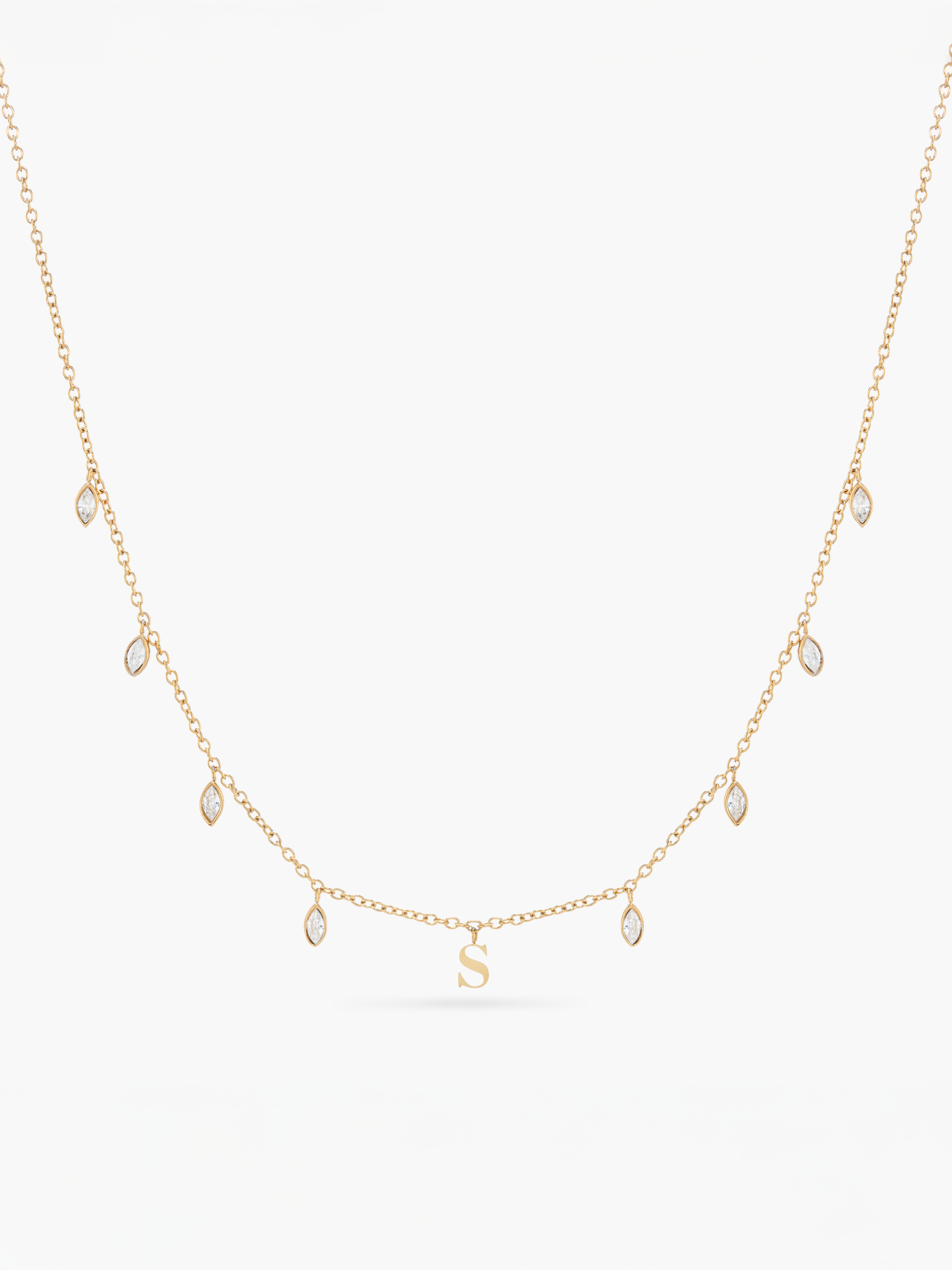 Initial Drop Necklace (Marquise Cut)