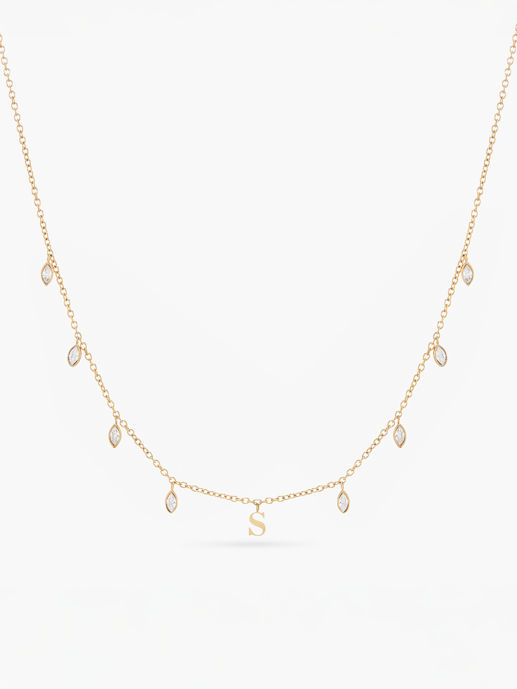 Initial Drop Necklace (Marquise Cut) – Indigo Lune
