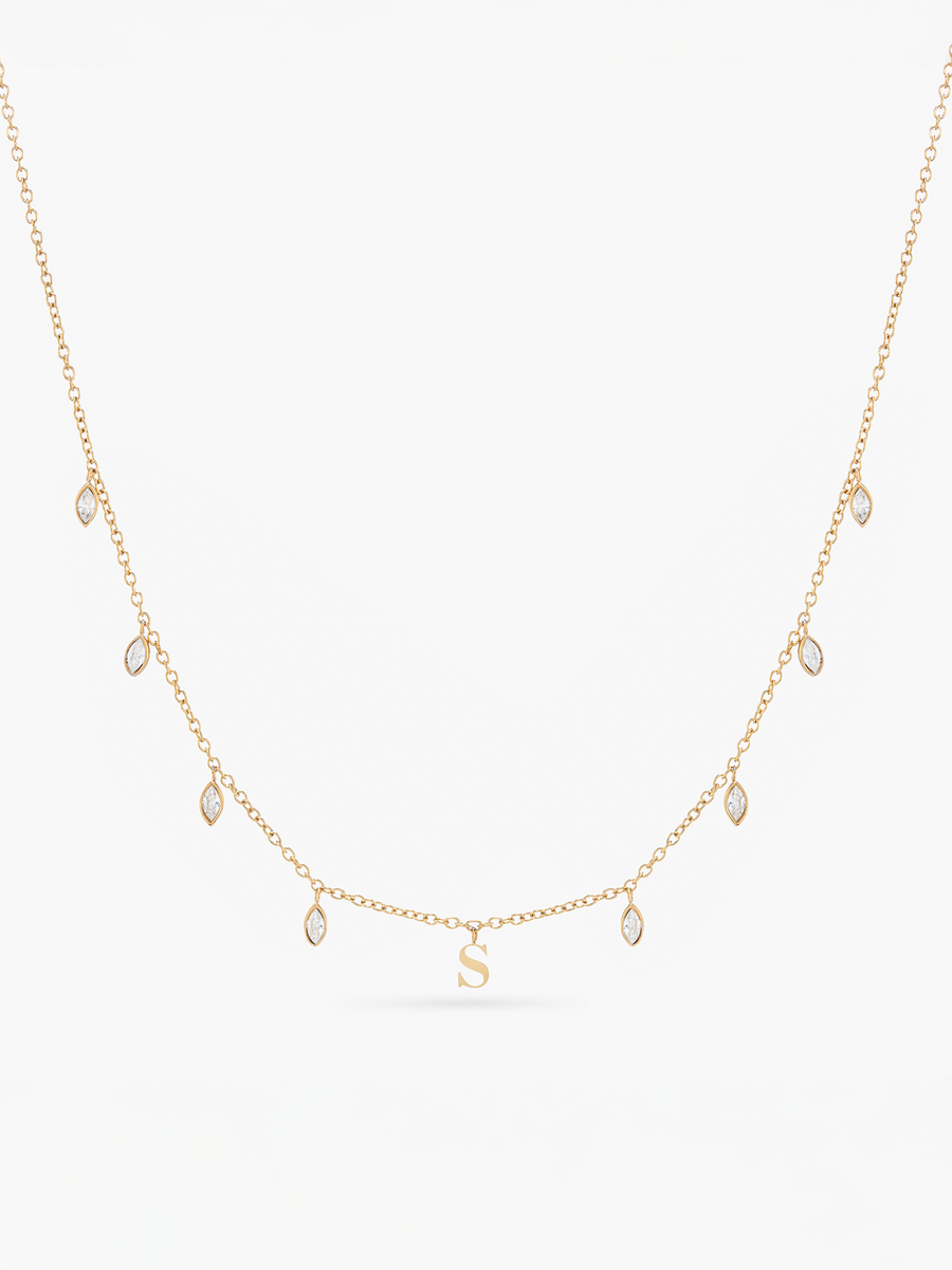 Initial Drop Necklace (Marquise Cut) – Indigo Lune