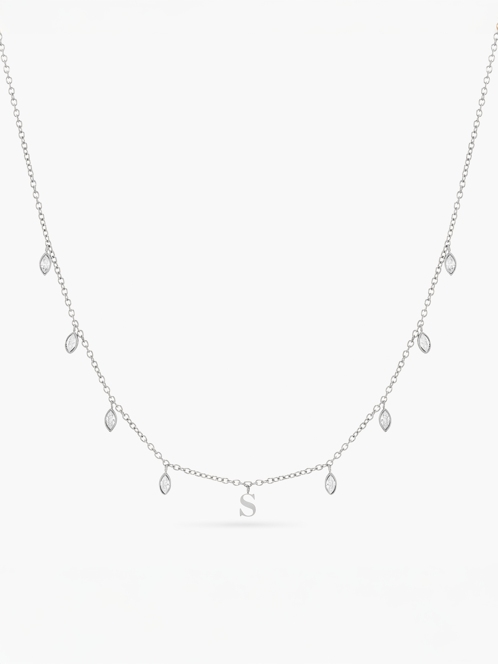 Initial Drop Necklace (Marquise Cut)