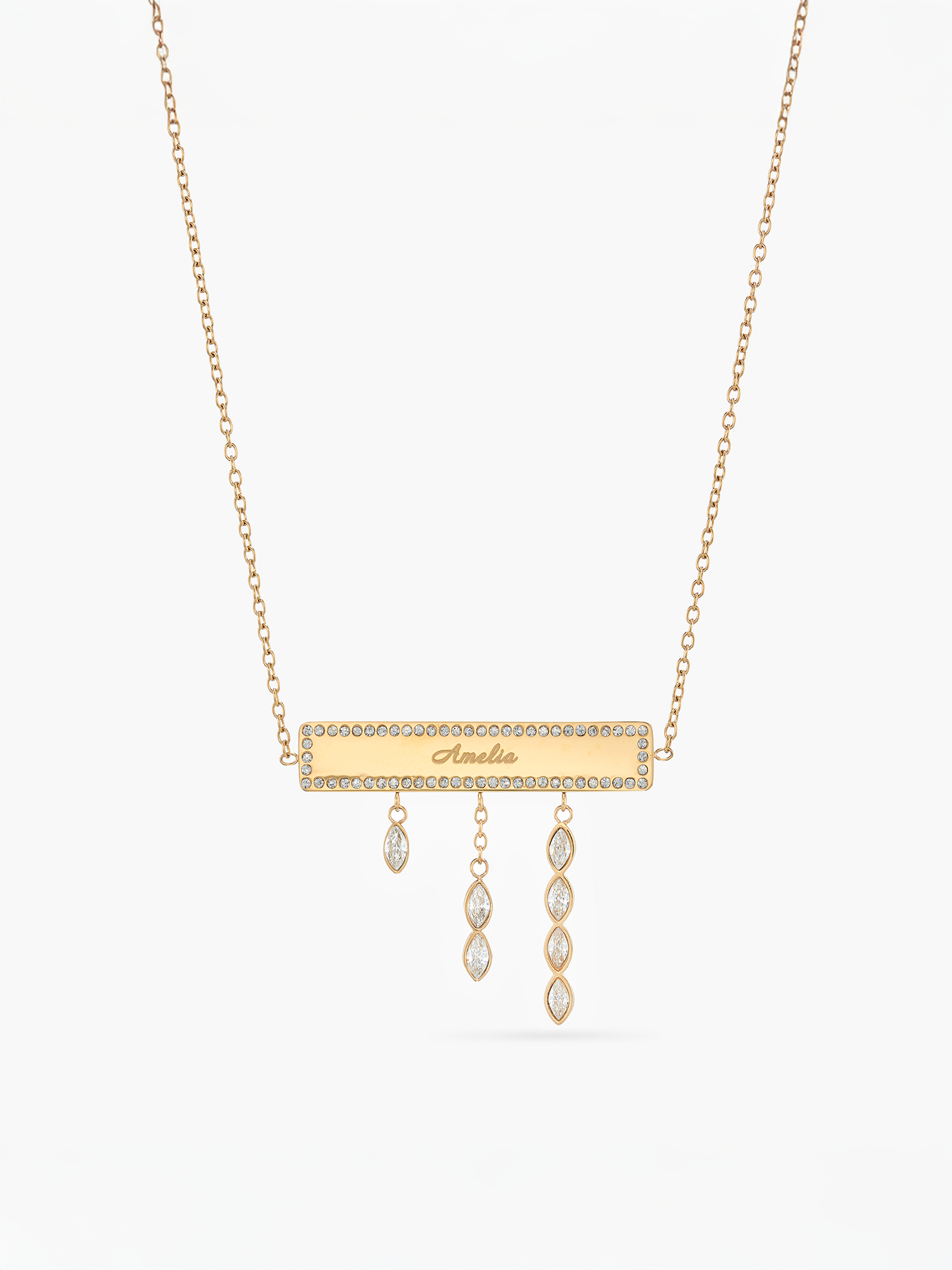 Pavé Name Plate Drop Necklace